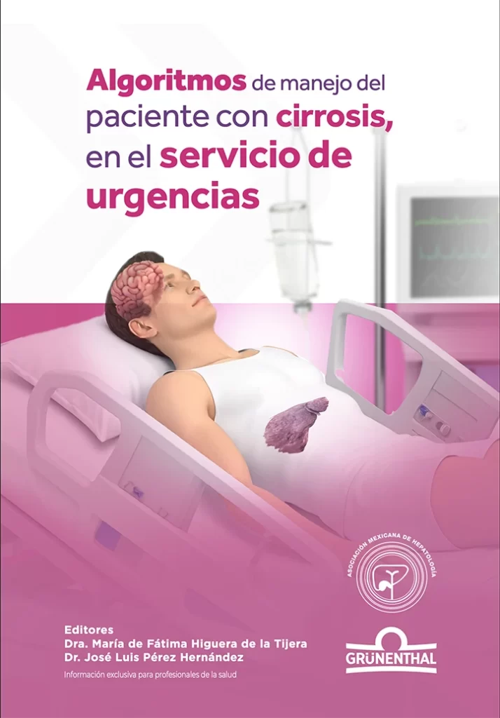 Portada del libro "Algoritmos de manejo en el paciente con cirrosis, en el servicio de urgencias"